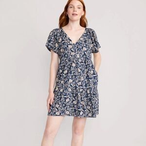 V-Neck Tiered Floral Mini Swing Dress for Women